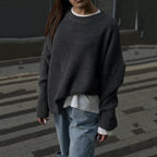 Damen Oversized Strickpullover mit weitem Schnitt und Struktur