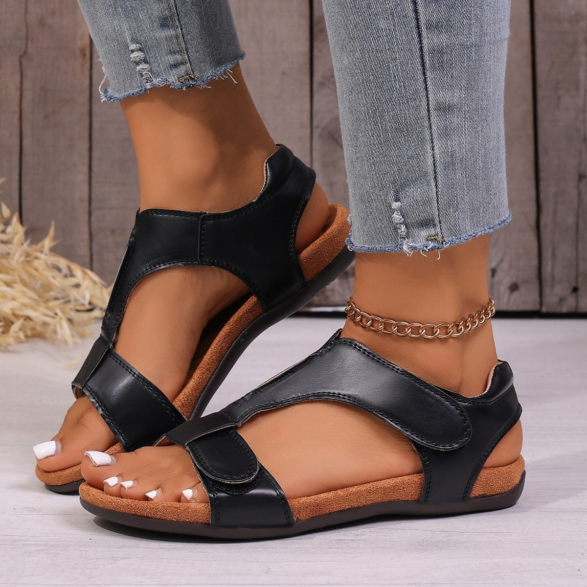 Damen Komfortable und stilvolle Riemensandalen mit anatomischem Fußbett R&B