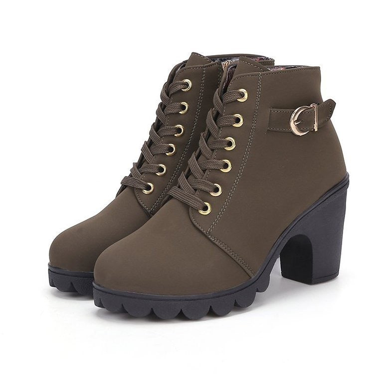 Damen Stiefeletten mit Blockabsatz und Schnürung R&B