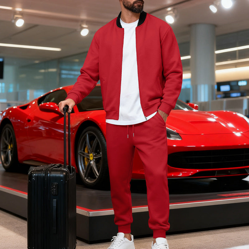 Herren nan sportlicher Freizeitanzug aus weicher Baumwollmischung mit Reißverschlussjacke und elastischer Jogginghose R&B