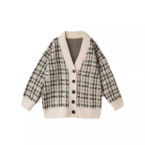 Damen Gemusterter Cardigan mit Knopfleiste und V-Ausschnitt R&B