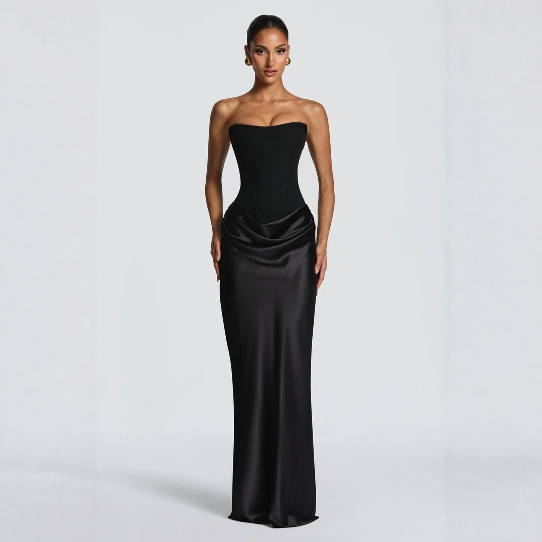 Damen Hochwertiges Abendkleid mit elegantem Bustier-Oberteil und drapiertem Rock R&B