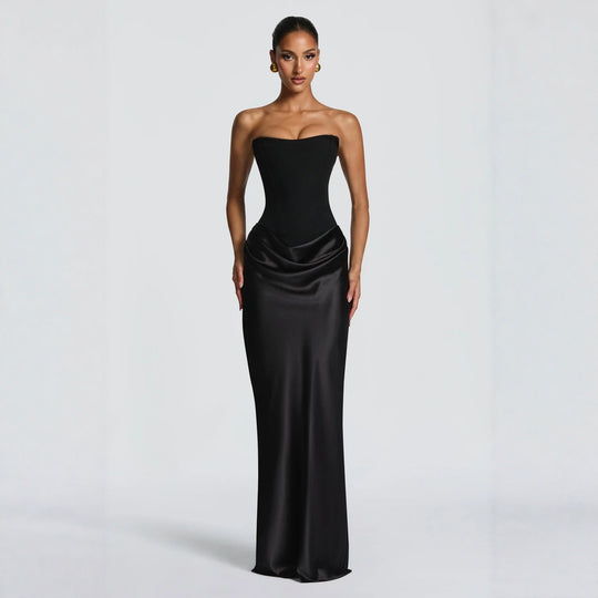 Damen Hochwertiges Abendkleid mit elegantem Bustier-Oberteil und drapiertem Rock R&B