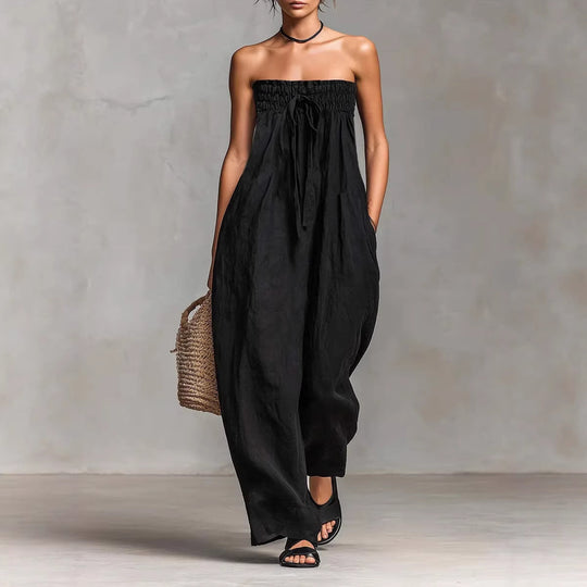Damen Lässiges Jumpsuit mit elastischem Oberteil und weitem Bein R&B
