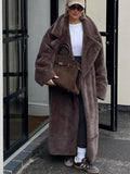Damen Oversized Kunstfellmantel R&B