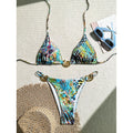 Damen Triangel-Bikini mit elegantem Goldfaden und lR&Bhaftem Mustermix R&B