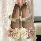 Damen Ballerinas mit floralem Dekor und elastischem Riemen R&B