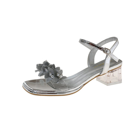 Damen Sandalen mit floralen Details und transparentem Blockabsatz R&B