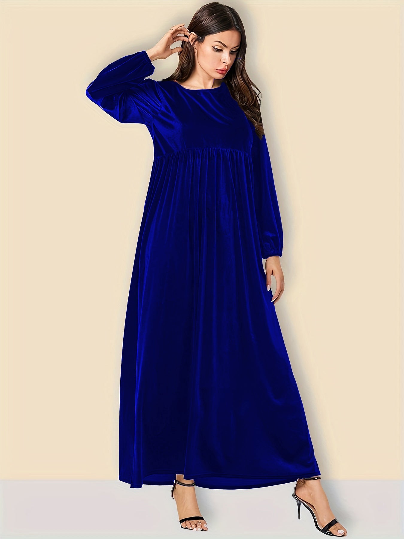 Damen Elegantes Maxikleid aus samtigem Stoff mit weitem Schnitt R&B