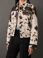Damen Steppjacke im Cowprint Design mit klassischem Schnitt R&B