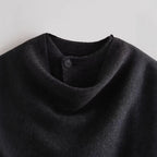 Damen schicke Wollumhangjacke mit asymmetrischem Schnitt und dekorativem Knopf R&B