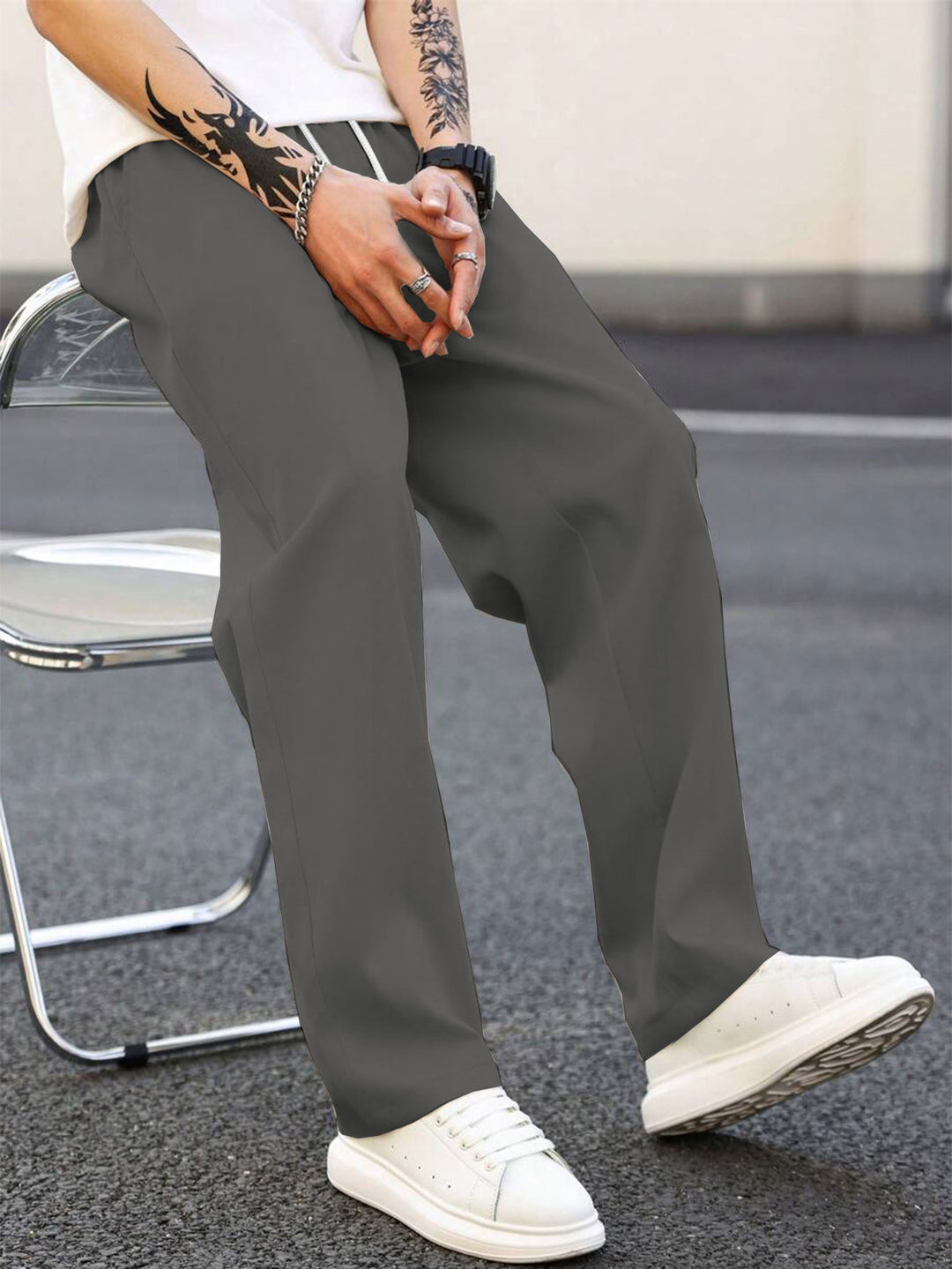Herren modische Freizeithose mit weiter Passform und elastischem Bund R&B