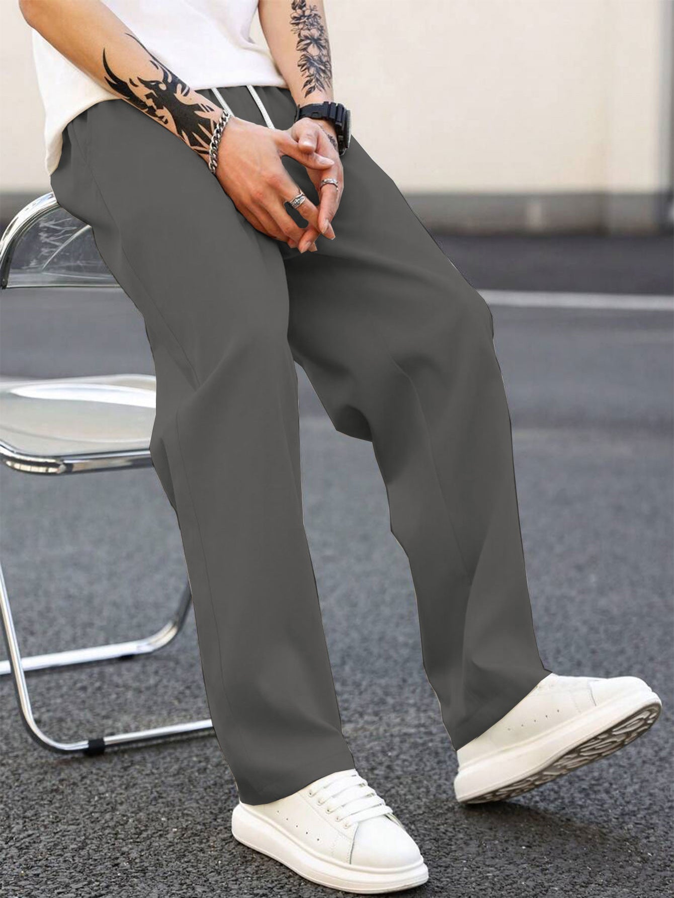 Herren modische Freizeithose mit weiter Passform und elastischem Bund R&B