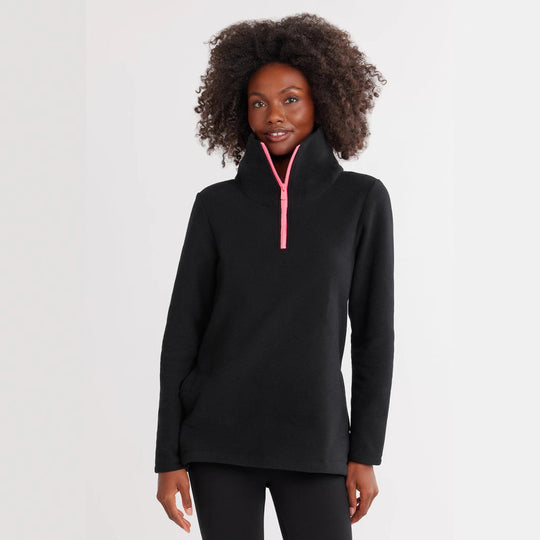 Damen Fleece-Pullover mit Stehkragen und sportlichem Reißverschluss R&B