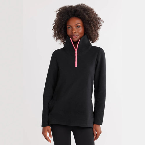 Damen Fleece-Pullover mit Stehkragen und sportlichem Reißverschluss R&B