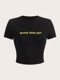 Damen Crop-T-Shirt mit inspirierendem Aufdruck und figurbetontem Schnitt R&B