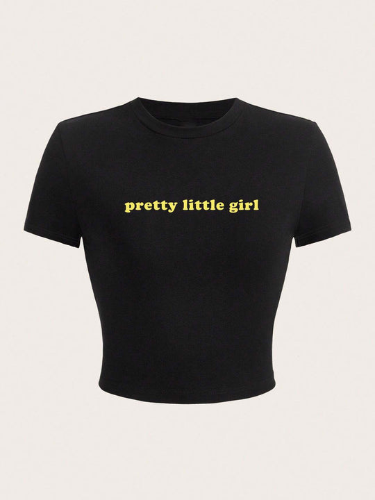 Damen Crop-T-Shirt mit inspirierendem Aufdruck und figurbetontem Schnitt R&B