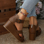 Damen Wedge-Sandalen mit verstellbaren Riemen und rutschfester Sohle R&B