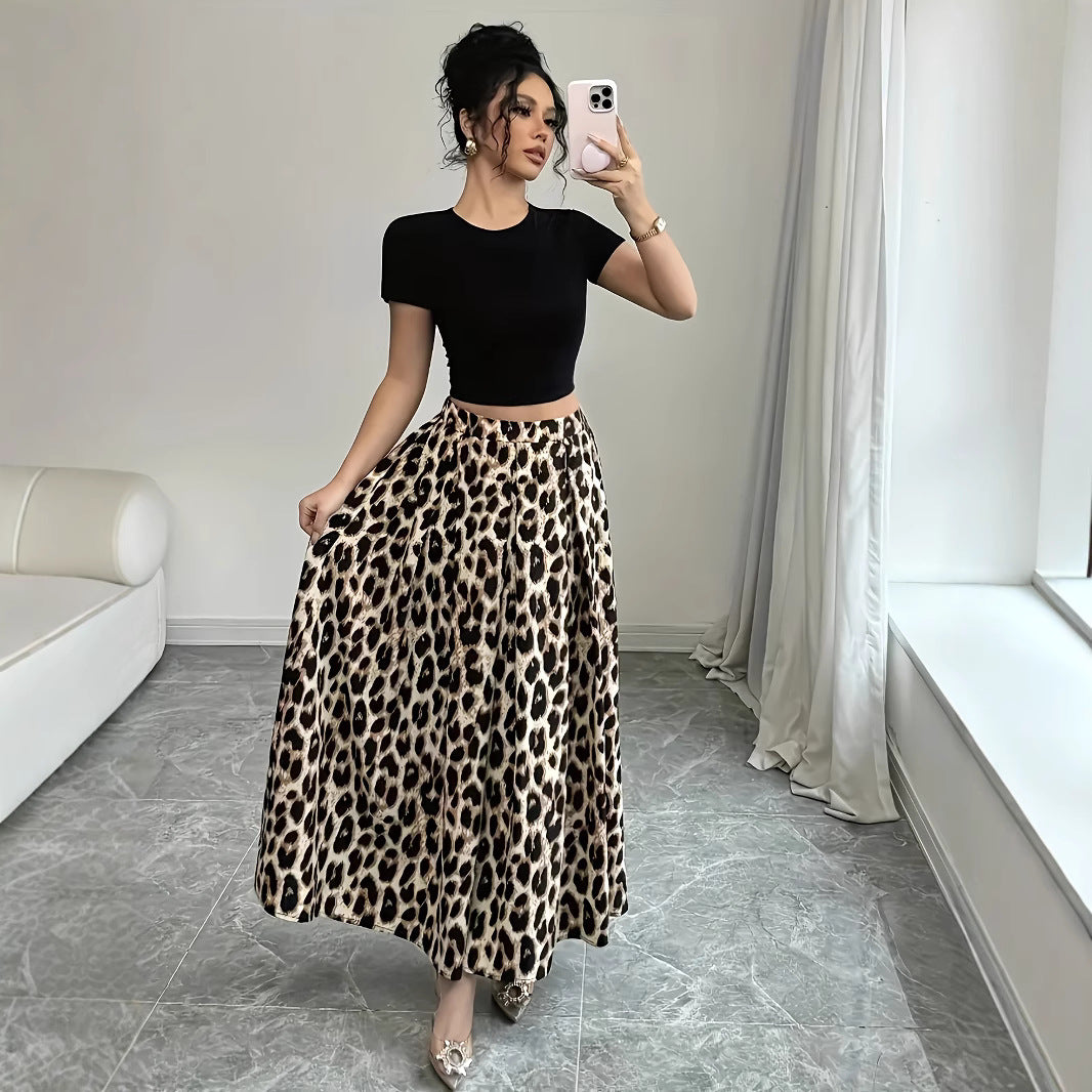 Damen Maxi-Rock mit elegantem Leo-Print und fließendem Schnitt R&B