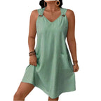 Damen Freizeitkleid mit schmalen Trägern und praktischen Taschen R&B
