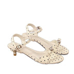 Damen offene Riemensandalen mit Polka-Dot-Muster und dekorativem Schmuckdetail R&B