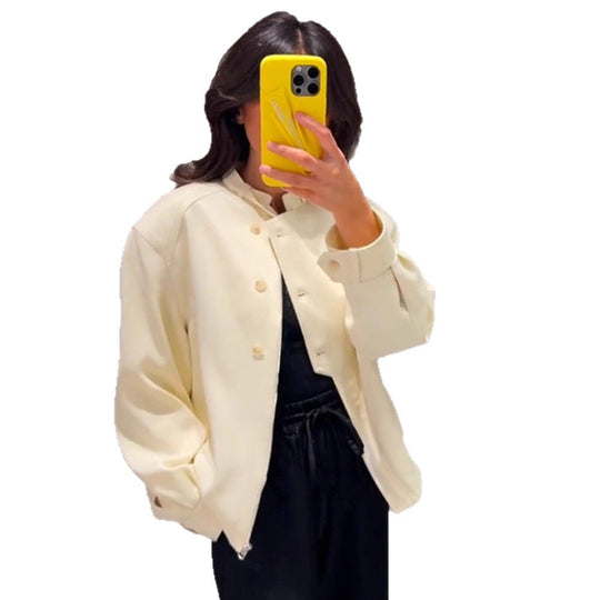 Damen modische Relaxed-Fit Blousonjacke mit einzigartigen Knopfdetails R&B