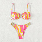 Damen Triangel-Bikini mit dekorativem Rüschendetail und hoch geschnittenem Slip R&B