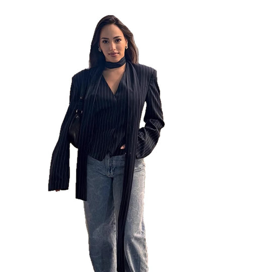Damen eleganter Blazer mit schickem Bindegürtel R&B