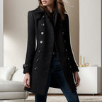 Damen stylischer Wollmantel mit doppelter Knopfleiste R&B
