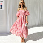 Damen Robe mit schulterfreiem Design und eleganten Puffärmeln R&B