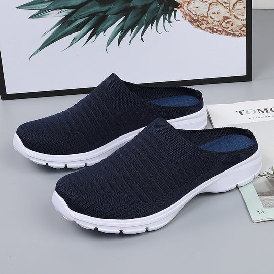 Damen nan gestrickter Schlupf-Clog mit stoßdämpfender EVA-Zwischensohle und ergonomischer Fersenstütze R&B