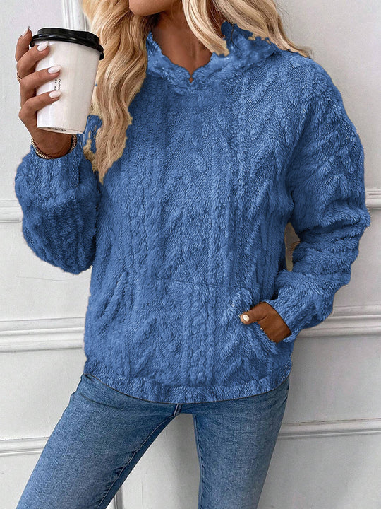 Damen Flauschiger Hoodie mit Kängurutasche R&B