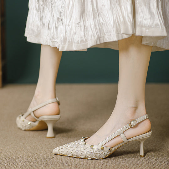 Damen Slingback-Pumps mit strukturierter Oberfläche und modischen Details R&B