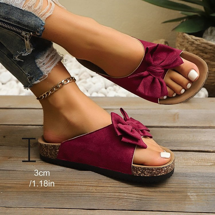 Damen Komfortable Kork-Sandalen mit dekorativem Schleifen-Design R&B