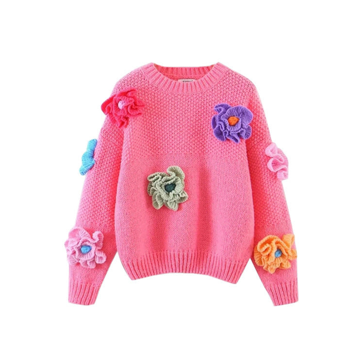 Damen Verspielter Strickpullover mit Blumenapplikationen R&B