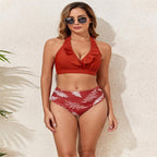Damen Bikini-Set mit Volant-Top und hochgeschnittenem Slip R&B