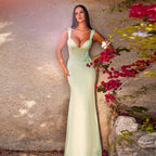 Damen elegantes körperbetontes Maxikleid mit tiefem V-Ausschnitt R&B