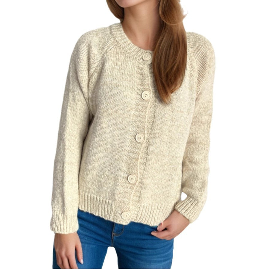 Damen lässiger Strickcardigan mit großen Knopfdetails und weichem Material R&B