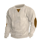 Herren Strickpullover mit einzigartigem strukturiertem Design und aufgesetzten Ellbogenpatches R&B