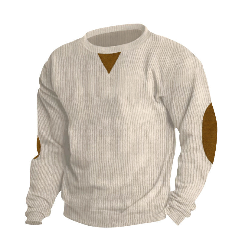 Herren Strickpullover mit einzigartigem strukturiertem Design und aufgesetzten Ellbogenpatches R&B