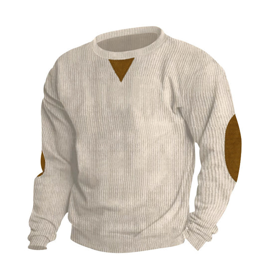 Herren Strickpullover mit einzigartigem strukturiertem Design und aufgesetzten Ellbogenpatches R&B