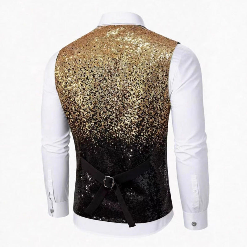 Herren Glitzernde Festtagsweste mit schimmerndem Paillettenmuster R&B
