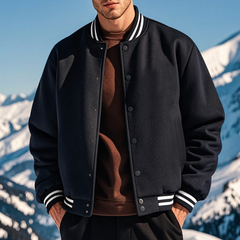 Herren nan stylische College-Varistyjacke mit geripptem Kragen, elastischen Bündchen und wärmender Thermowattierung R&B