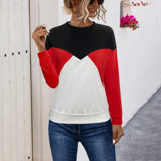 Damen lässiges Sweatshirt mit modischem Farbblock-Design R&B