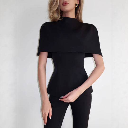 Damen Elegantes Oberteil mit schickem Cape-Ausschnitt und figurbetontem Design R&B
