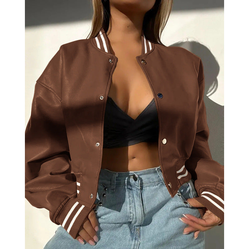 Damen Sportliche cropped Bomberjacke im Vintage-Stil R&B