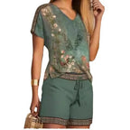 Damen lässiges Freizeitsoutfit mit floralem Design R&B