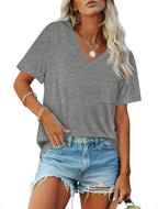 Damen V-Ausschnitt T-Shirt mit lockerer Passform R&B