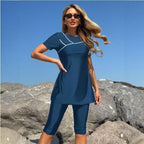 Damen Sportliches Badeset mit kurzem Oberteil und Leggings R&B