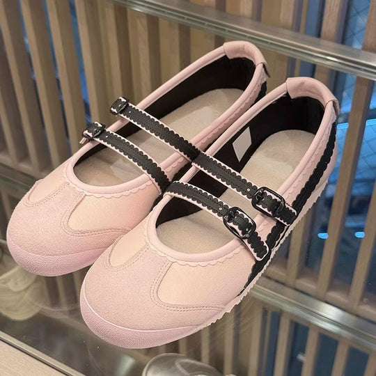 Damen Ballerinas mit verspieltem Riemendesign und hochwertiger Lederoberfläche R&B